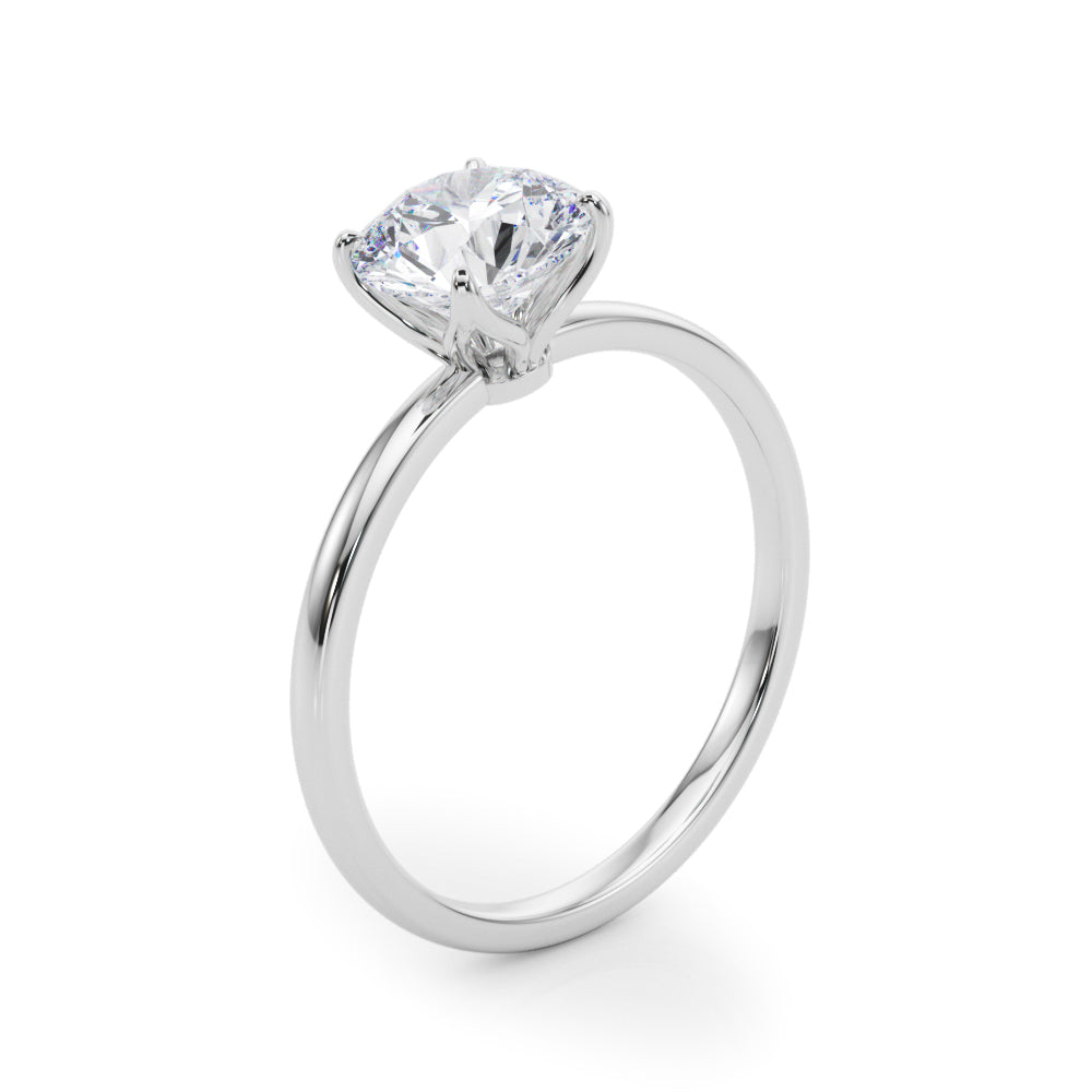 LUMEO Round Solitaire Diamond Engagement Ring Angle View in Platinum 