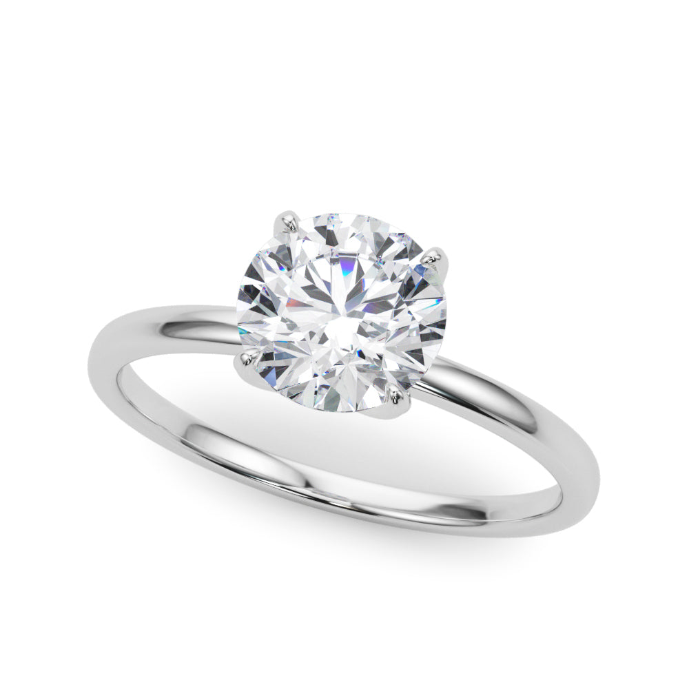 LUMEO Round Solitaire Diamond Engagement Ring Front View in Platinum 