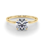 LUMEO Round Solitaire Diamond Engagement Ring Set in 18k Solid Yellow Gold 