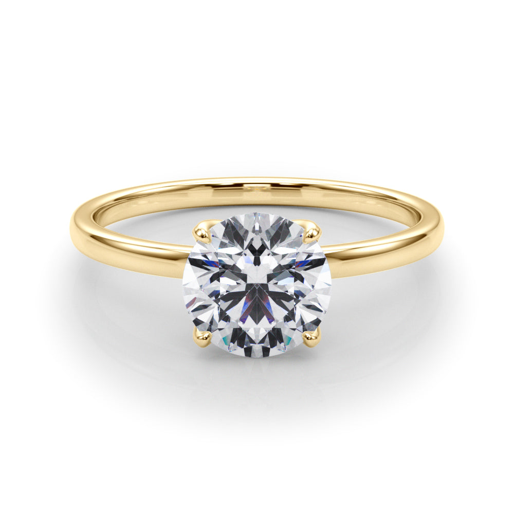 LUMEO Round Solitaire Diamond Engagement Ring Set in 18k Solid Yellow Gold 