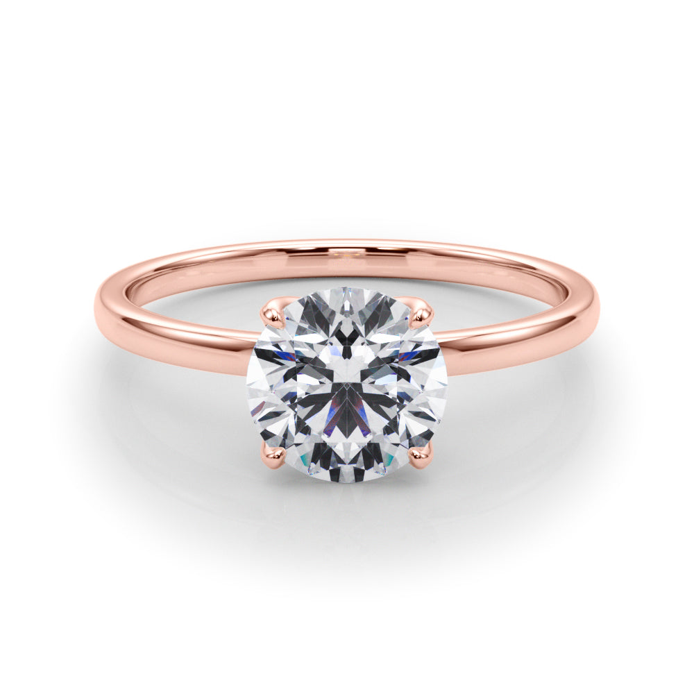 LUMEO Round Solitaire Diamond Engagement Ring Set in 18k Solid Rose Gold 