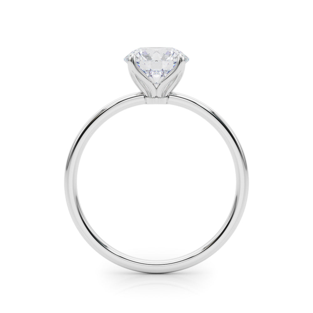 LUMEO Round Solitaire Diamond Engagement Ring Side View in Platinum 