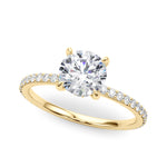 LUMEO Round Hidden Halo Diamond Engagement Ring Front View in 18k Solid Yellow Gold 
