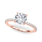 LUMEO Round Hidden Halo Diamond Engagement Ring Front View in 18k Solid Rose Gold 