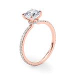 LUMEO Round Hidden Halo Diamond Engagement Ring Angle View in 18k Solid Rose Gold 