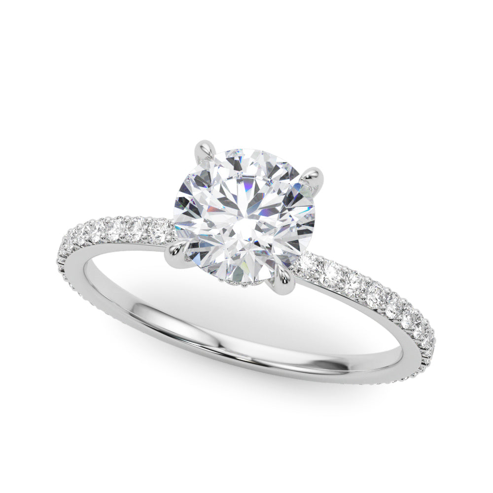 LUMEO Round Hidden Halo Diamond Engagement Ring Front View in Platinum 