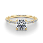 LUMEO Round Hidden Halo Diamond Engagement Ring Set in 18k Solid Yellow Gold 