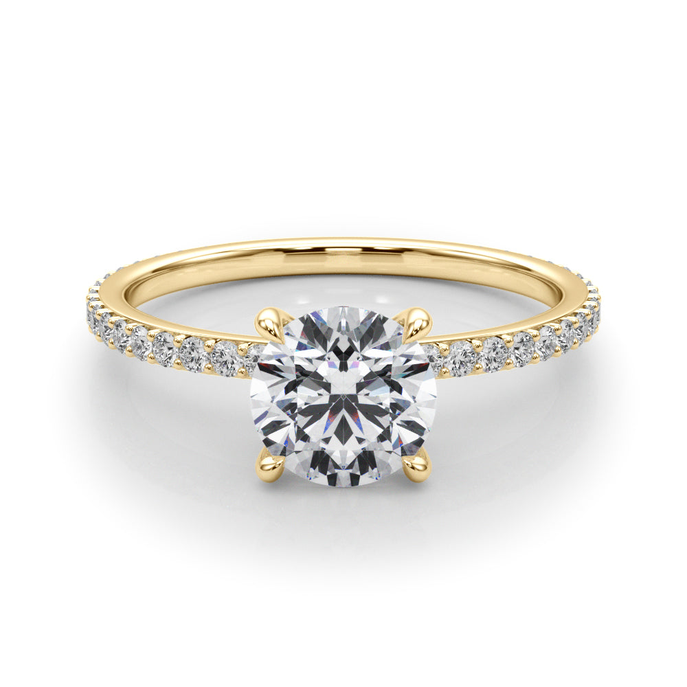 LUMEO Round Hidden Halo Diamond Engagement Ring Set in 18k Solid Yellow Gold 