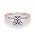 LUMEO Round Hidden Halo Diamond Engagement Ring Set in 18k Solid Rose Gold 