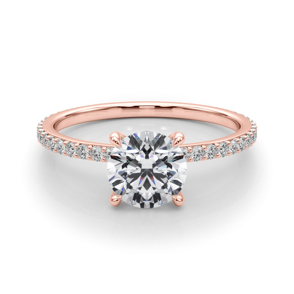 LUMEO Round Hidden Halo Diamond Engagement Ring Set in 18k Solid Rose Gold 