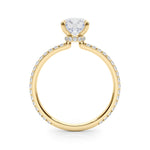 LUMEO Round Hidden Halo Diamond Engagement Ring Side View in 18k Solid Yellow Gold 