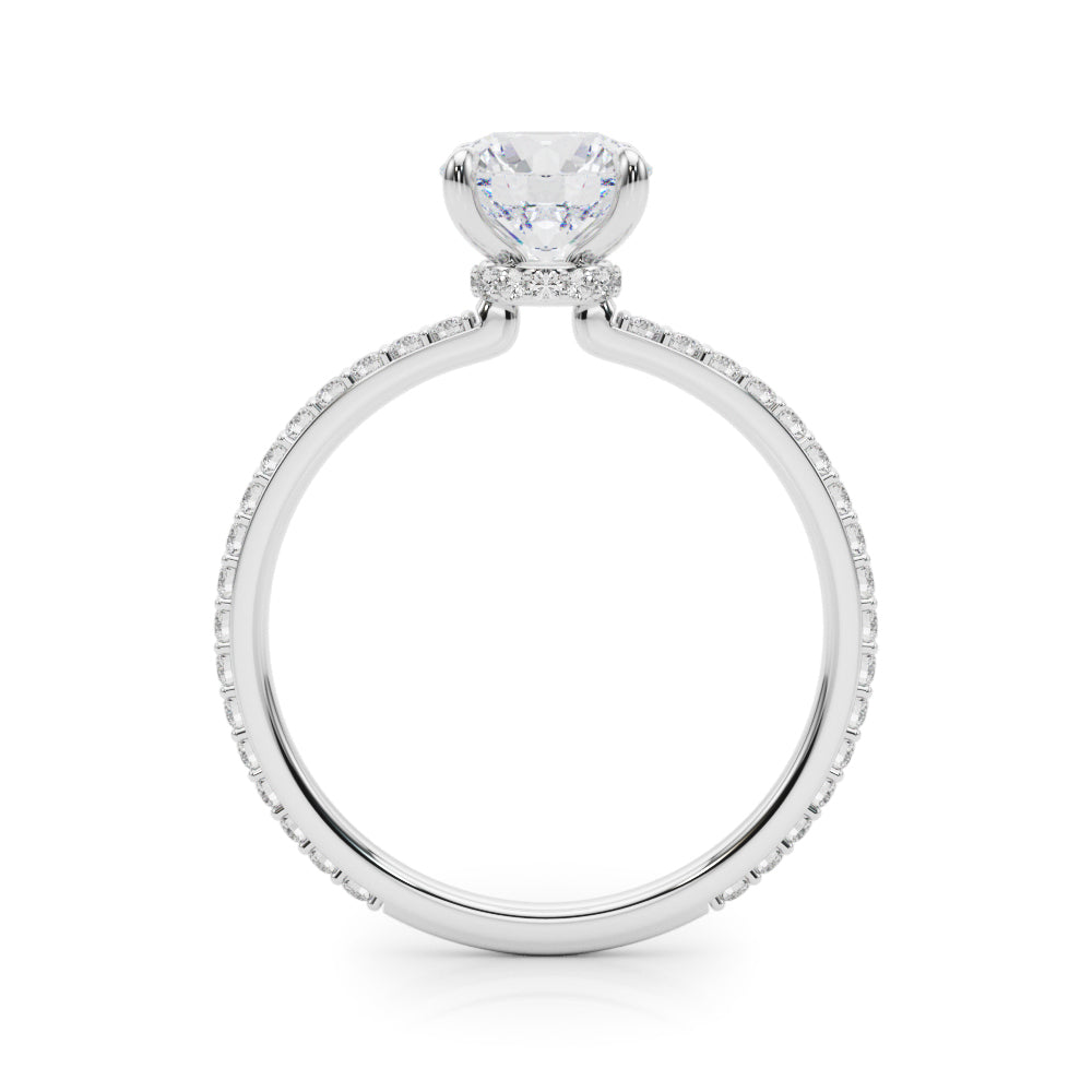 LUMEO Round Hidden Halo Diamond Engagement Ring Side View in Platinum 