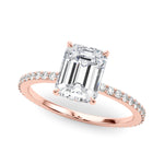 LUMEO Emerald Hidden Halo Diamond Engagement Ring Front View in 18k Solid Rose Gold 