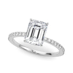 LUMEO Emerald Hidden Halo Diamond Engagement Ring Front View in Platinum 