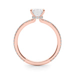 LUMEO Emerald Hidden Halo Diamond Engagement Ring Side View in 18k Solid Rose Gold 