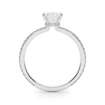 LUMEO Emerald Hidden Halo Diamond Engagement Ring Side View in Platinum 