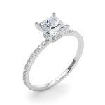 LUMEO Princess Hidden Halo Diamond Engagement Ring Angle View in Platinum 