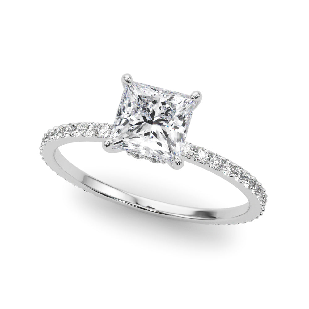 LUMEO Princess Hidden Halo Diamond Engagement Ring Front View in Platinum 