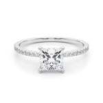 LUMEO Princess Hidden Halo Diamond Engagement Ring Set in Platinum 
