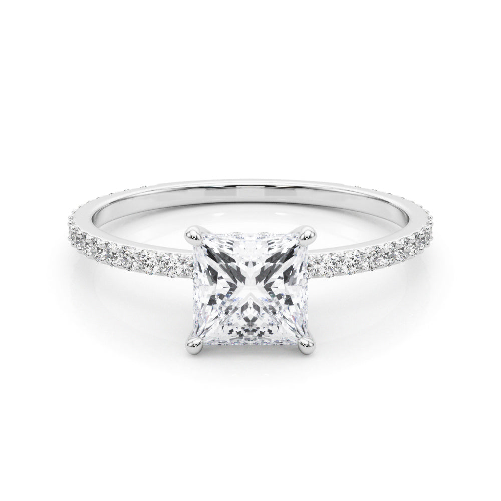 LUMEO Princess Hidden Halo Diamond Engagement Ring Set in Platinum 