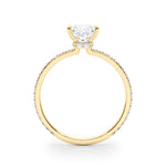 LUMEO Princess Hidden Halo Diamond Engagement Ring Side View in 18k Solid Yellow Gold 