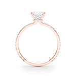 LUMEO Princess Hidden Halo Diamond Engagement Ring Side View in 18k Solid Rose Gold 