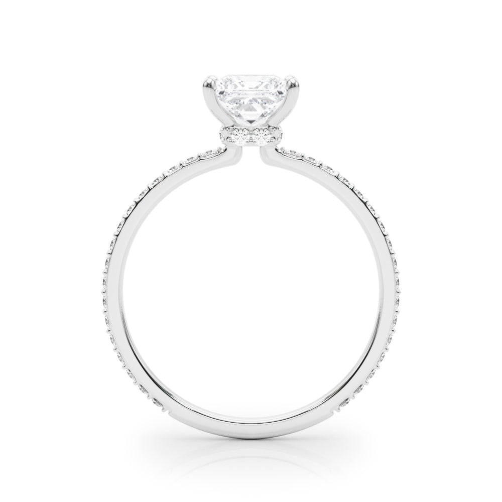 LUMEO Princess Hidden Halo Diamond Engagement Ring Side View in Platinum 