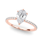 LUMEO Pear Hidden Halo Diamond Engagement Ring Front View in 18k Solid Rose Gold 