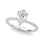 LUMEO Pear Hidden Halo Diamond Engagement Ring Front View in Platinum 