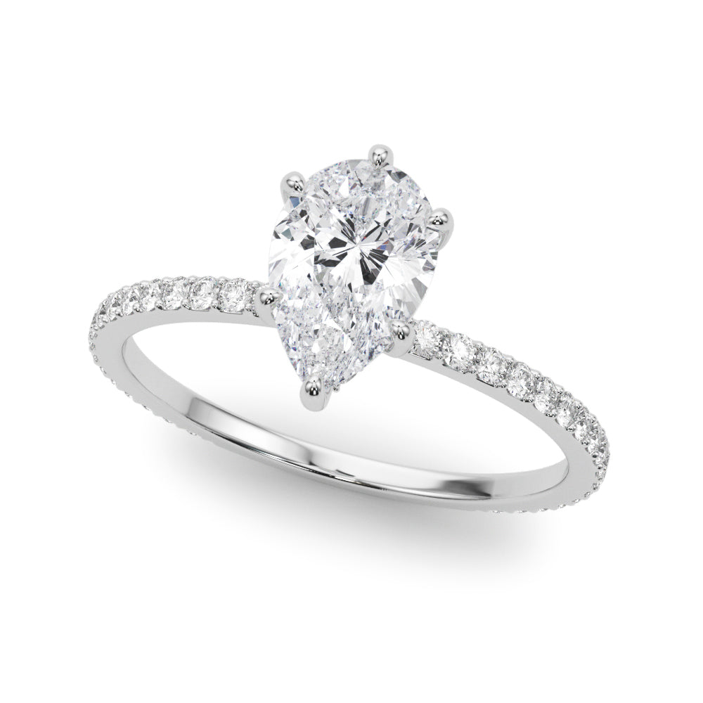 LUMEO Pear Hidden Halo Diamond Engagement Ring Front View in Platinum 