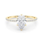 LUMEO Pear Hidden Halo Diamond Engagement Ring Set in 18k Solid Yellow Gold 