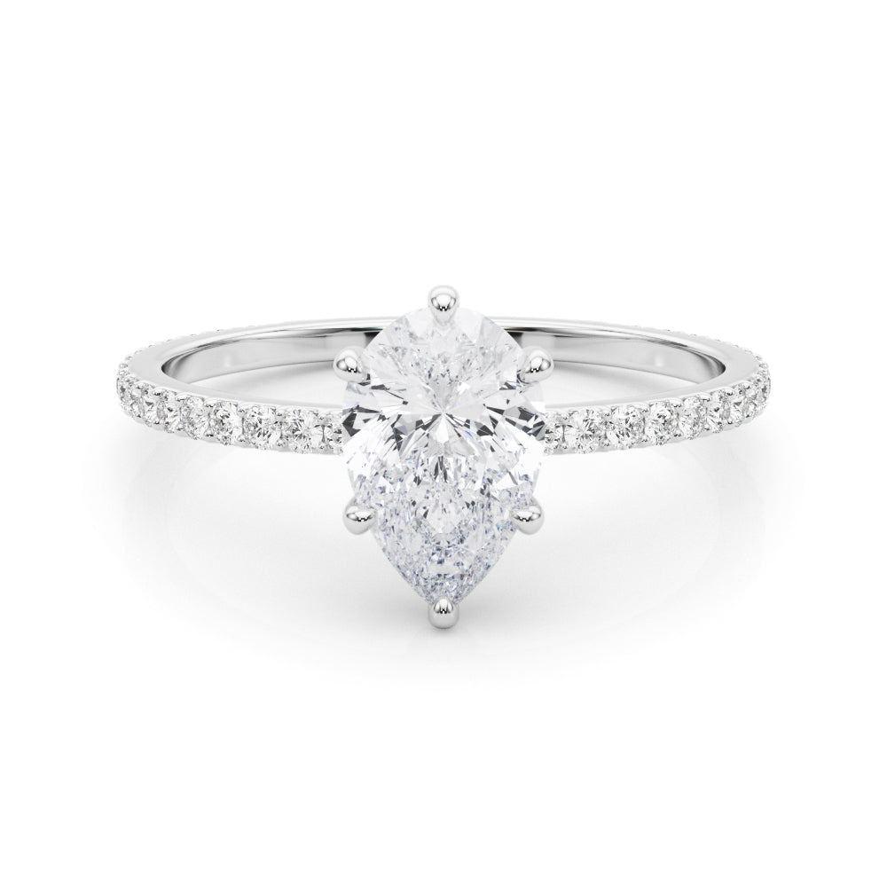 LUMEO Pear Hidden Halo Diamond Engagement Ring Set in Platinum 