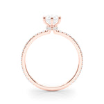 LUMEO Pear Hidden Halo Diamond Engagement Ring Side View in 18k Solid Rose Gold 