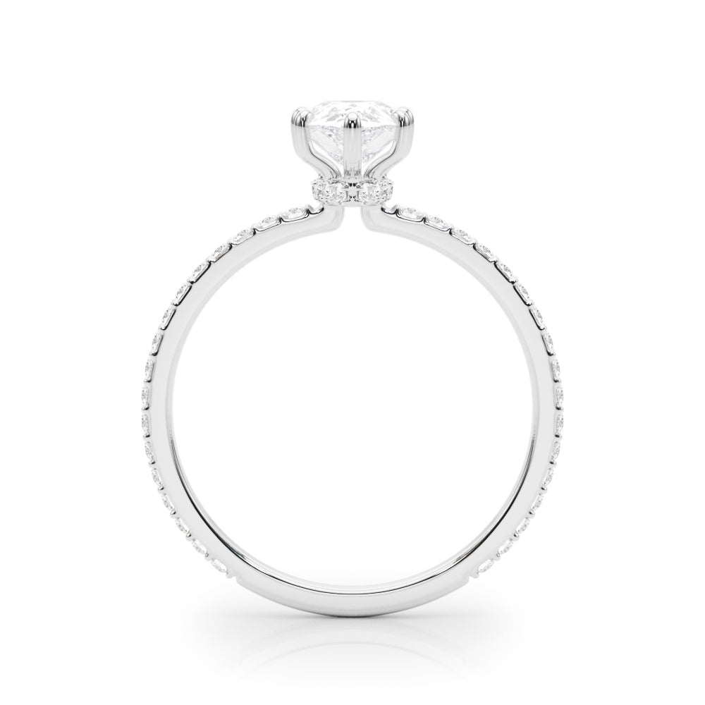 LUMEO Pear Hidden Halo Diamond Engagement Ring Side View in Platinum 