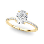 LUMEO Oval Hidden Halo Diamond Engagement Ring Front View in 18k Solid Yellow Gold 
