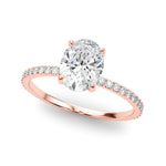 LUMEO Oval Hidden Halo Diamond Engagement Ring Front View in 18k Solid Rose Gold 