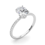 LUMEO Oval Hidden Halo Diamond Engagement Ring Angle View in Platinum 