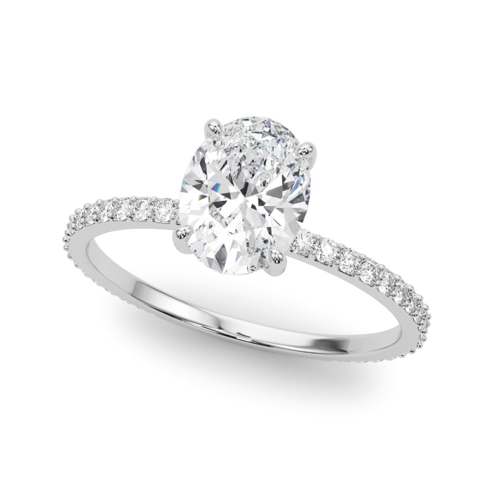 LUMEO Oval Hidden Halo Diamond Engagement Ring Front View in Platinum 