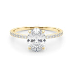 LUMEO Oval Hidden Halo Diamond Engagement Ring Set in 18k Solid Yellow Gold 