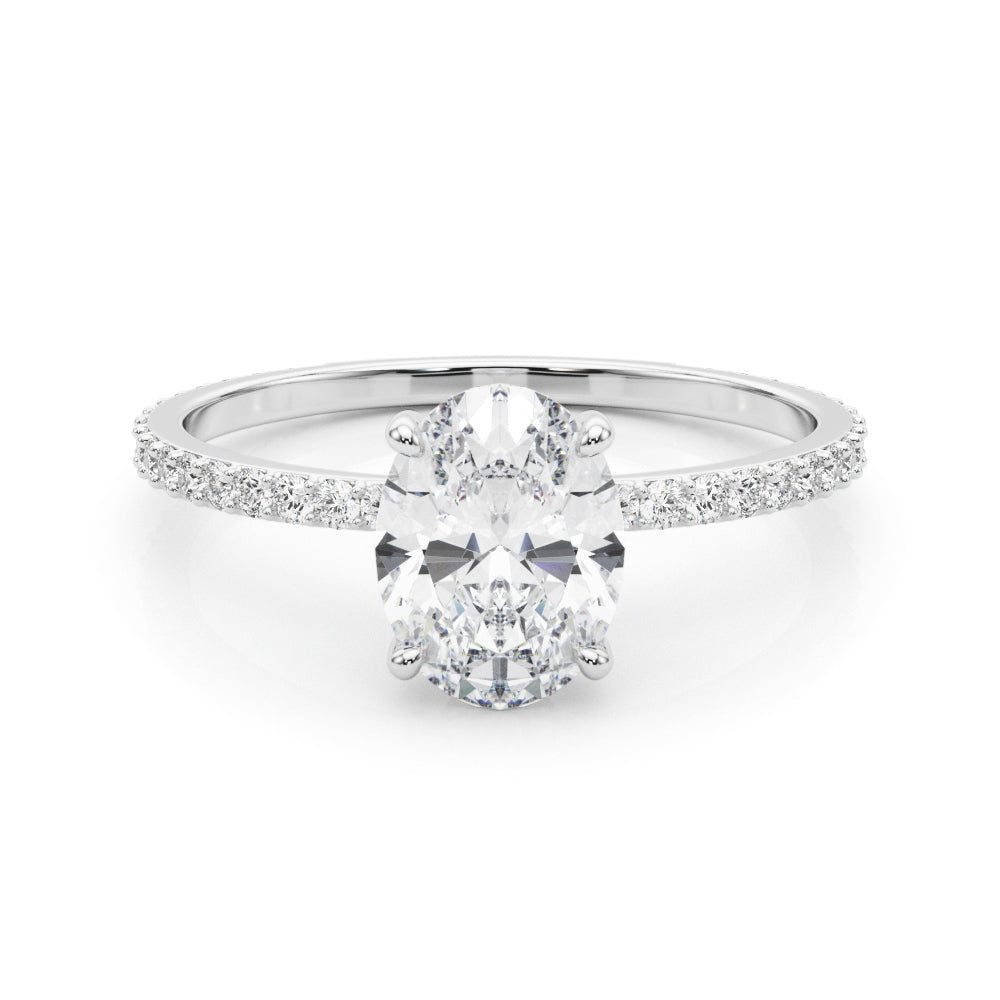 LUMEO Oval Hidden Halo Diamond Engagement Ring Set in Platinum 