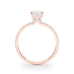 LUMEO Oval Hidden Halo Diamond Engagement Ring Side View in 18k Solid Rose Gold 