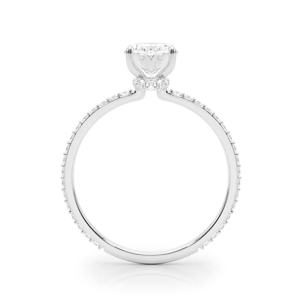 LUMEO Oval Hidden Halo Diamond Engagement Ring Side View in Platinum 