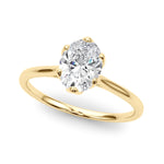 LUMEO Oval Solitaire Diamond Engagement Ring Front View in 18k Solid Yellow Gold 