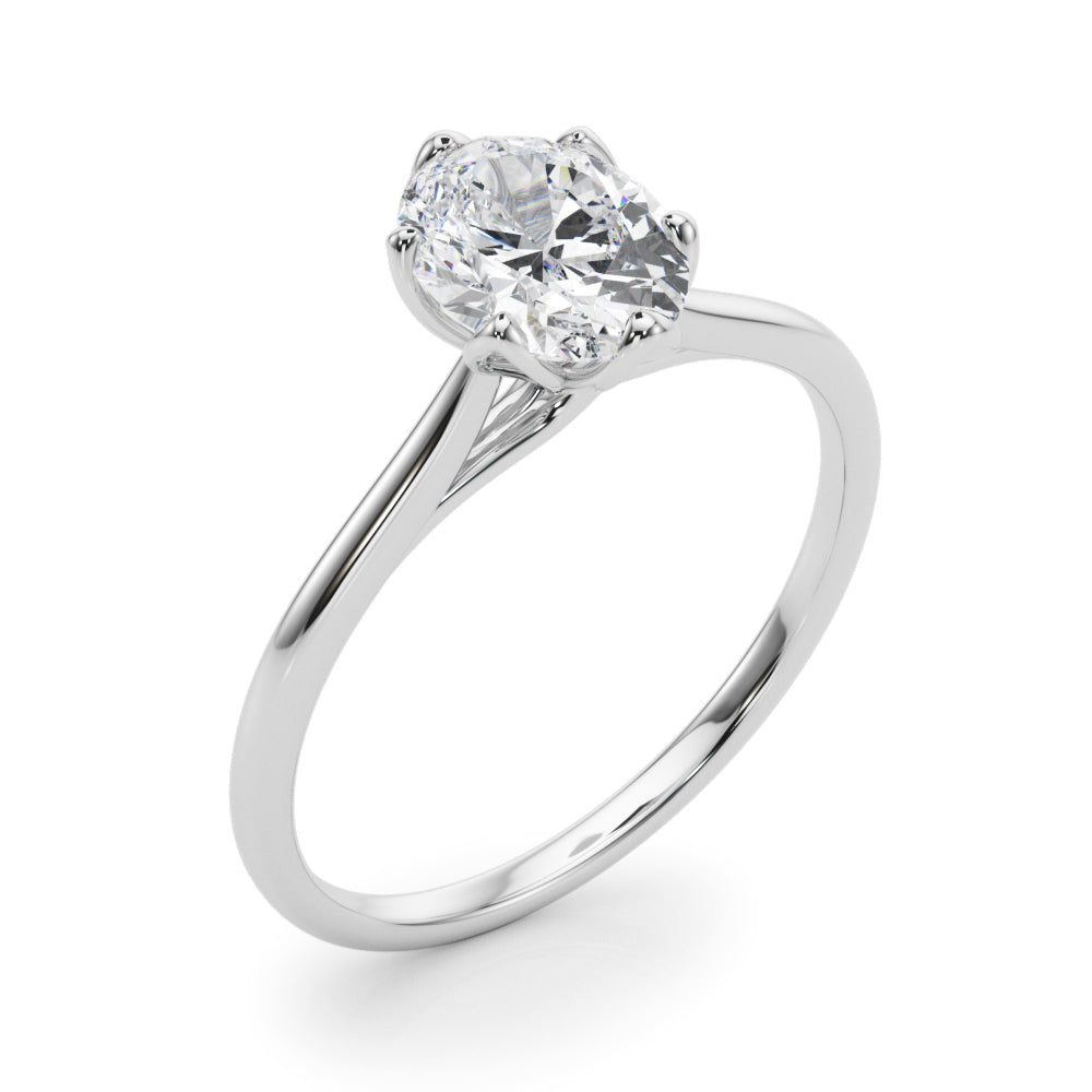 LUMEO Oval Solitaire Diamond Engagement Ring Angle View in Platinum 