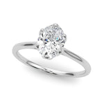 LUMEO Oval Solitaire Diamond Engagement Ring Front View in Platinum 