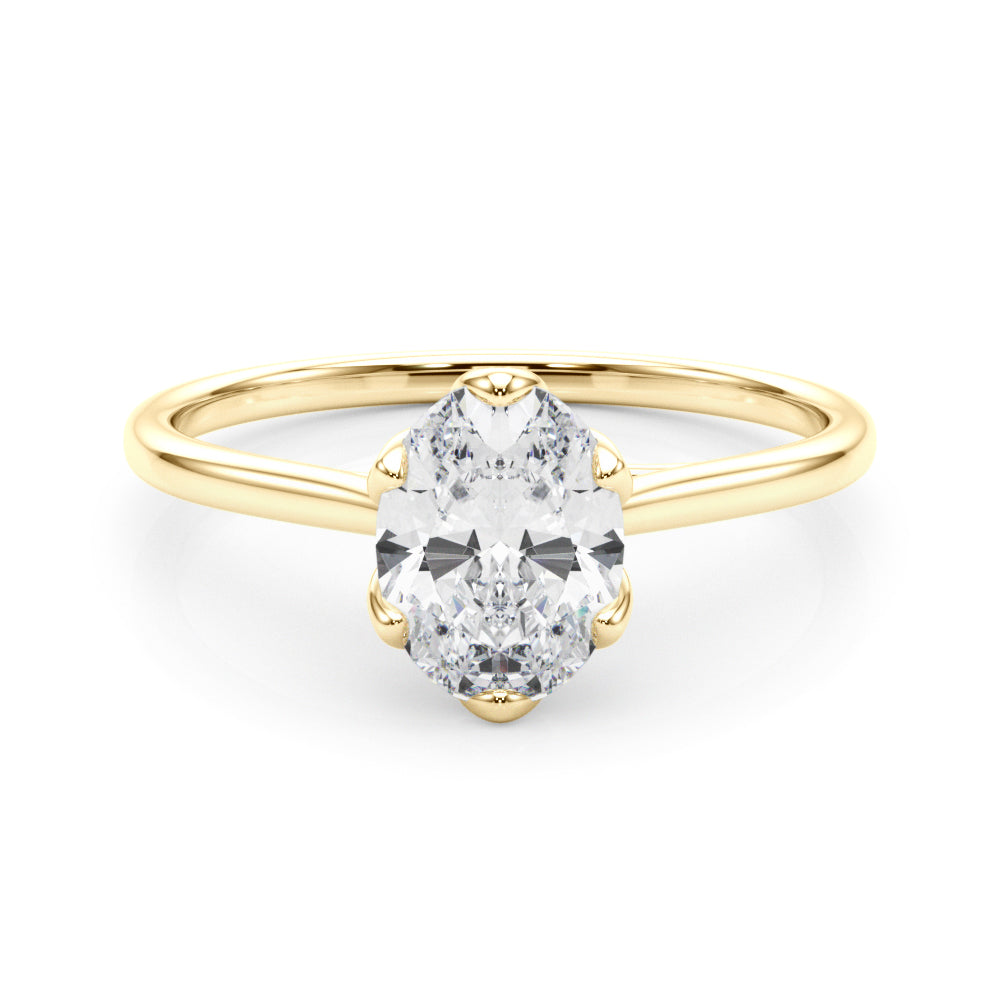 LUMEO Oval Solitaire Diamond Engagement Ring Set in 18k Solid Yellow Gold 