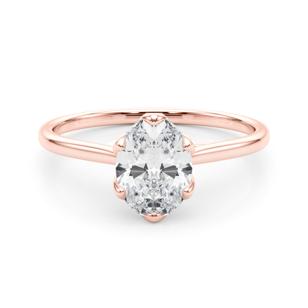LUMEO Oval Solitaire Diamond Engagement Ring Set in 18k Solid Rose Gold 