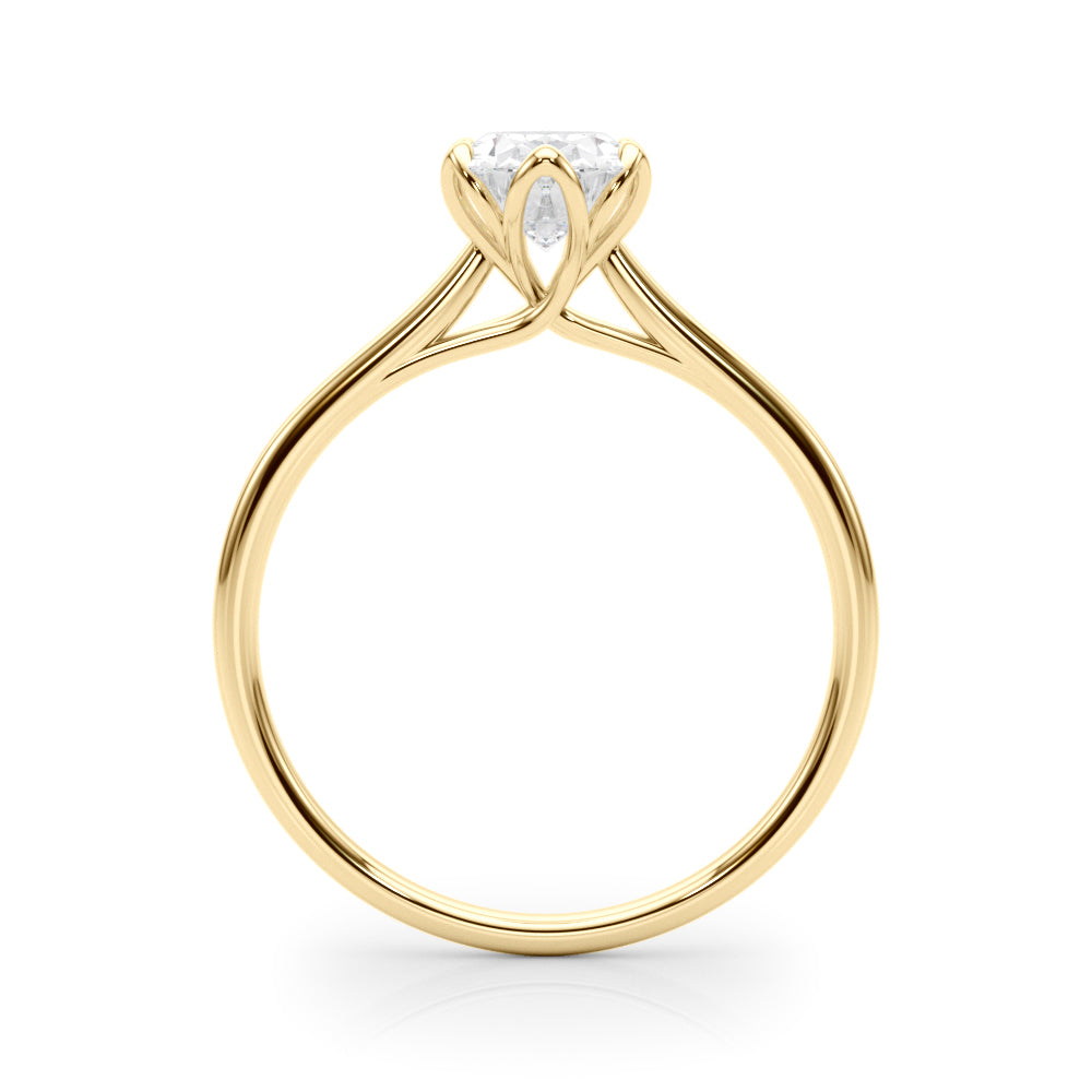 LUMEO Oval Solitaire Diamond Engagement Ring Side View in 18k Solid Yellow Gold 