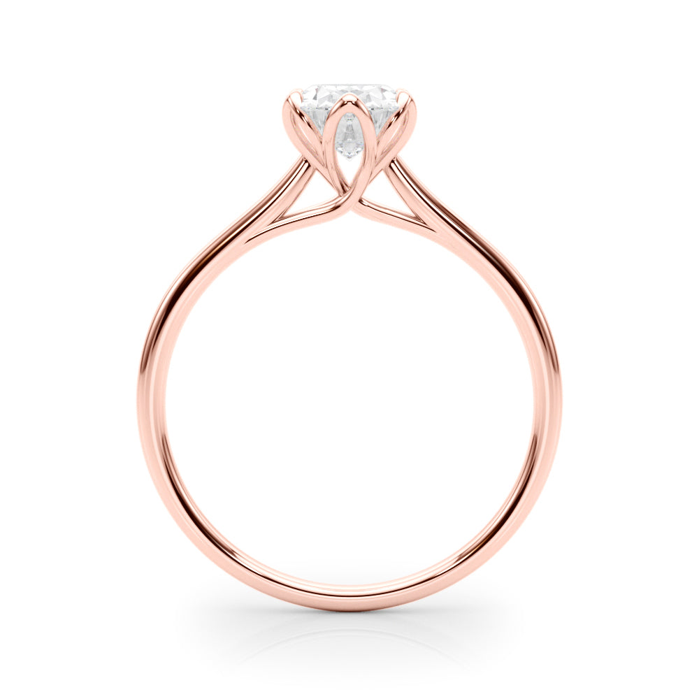 LUMEO Oval Solitaire Diamond Engagement Ring Side View in 18k Solid Rose Gold 