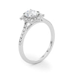 LUMEO Oval Halo Diamond Engagement Ring Angle View in Platinum 